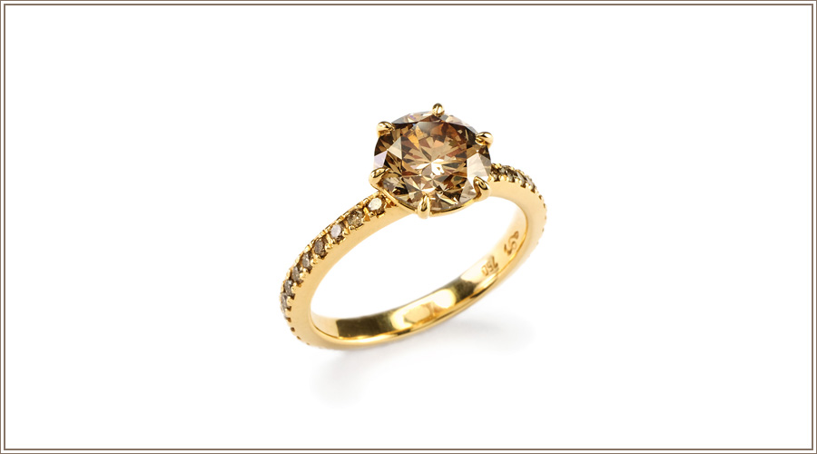 Bernhard Grassl Juwelier München Verlobungsring Brauner Brilliant Solitaire in Roségold