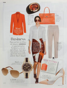 Bernhard Grassl Juwelier München Presse Madame 02/2014 Ring aus brüniertem Eisen mit Roségold und einem Turmalin